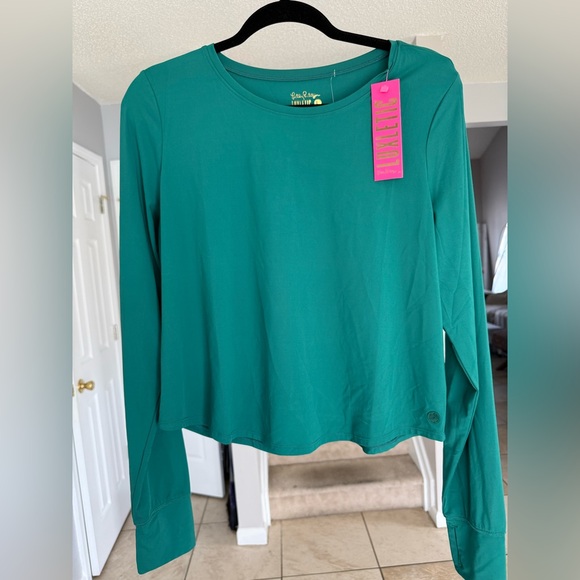 Lilly Pulitzer luxletic evergreen emerie active tee UPF 50+ long sleeve large - Picture 3 of 8